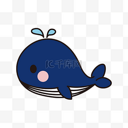 可爱鲸鱼图片_矢量手绘卡通蓝色鲸鱼