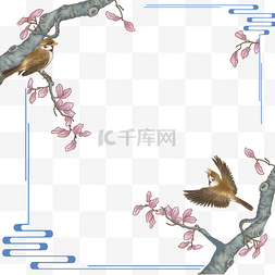 花鸟植物图片_边框中国风花鸟植物边框