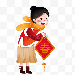 漂亮围巾图片_新年人物和中国结