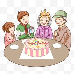 蛋糕盘子图片_小学生孝敬老人给奶奶过生日