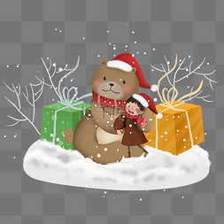 圣诞节棕熊和女孩