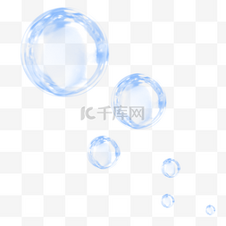 手绘图片_水下蓝色透明气泡