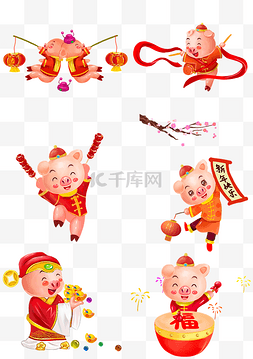 卡通灯笼新年小猪图片_卡通灯笼春节新年小猪