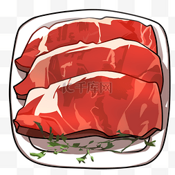 白色盘子图片_一盘新鲜牛肉插画