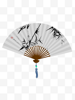 中国折扇图片_手绘中国风水墨竹子折扇