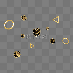 金色电商悬浮素材图片_C4D金属风黑金色电商悬浮装饰