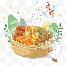 福娃福娃图片_美食福娃年画娃娃蒸笼