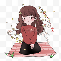 迎春花图片_立春迎春花和少女