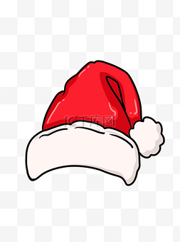 手绘圣诞帽图片_手绘红色圣诞节圣诞帽可商用元素