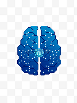 蓝色渐变科技风人工智能人脑元素