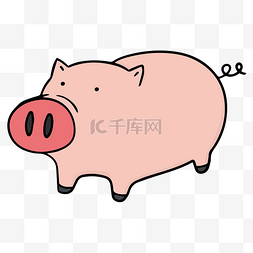 滑稽的手绘卡通可爱猪猪