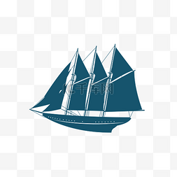 海盗旗子图片_蓝色商务平面平面卡通帆船