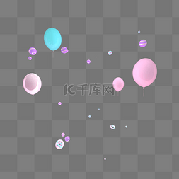 漂浮气球立体图片_电商C4D漂浮几何气球