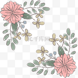 水彩水墨植物花卉花朵手绘花环