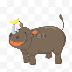 可爱野生动物犀牛插画