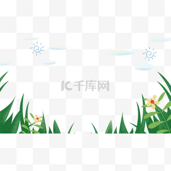 小清新花草云朵装饰边框