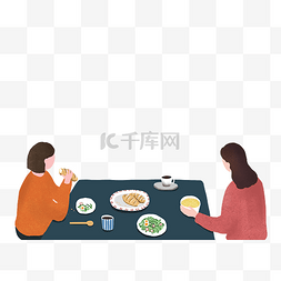 餐饮icon图片_插画风早餐与朋友饮食