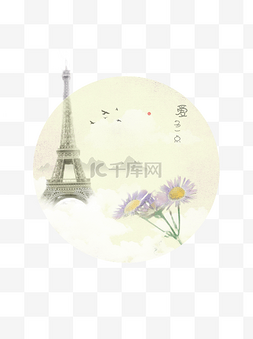 菊花水墨插画素材图片_手绘菊花中国风水墨背景插画渲染