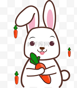 宠物兔子图片_矢量抱萝卜可爱的兔子