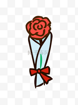 玫瑰花束矢量图片_手绘花可爱卡通玫瑰花束矢量素材