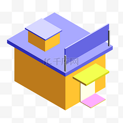 房屋建筑元素图片_2.5D矢量房屋建筑插画