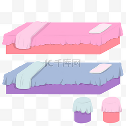 粉色的美容大床插画