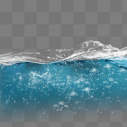 渐起的湖水面图片_精美蓝色水面氧气气泡元素