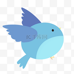 哺乳类动物图片_卡通蓝色动物麻雀鸟免扣手绘素材