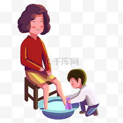 母亲节图片_感恩节给妈妈洗脚手绘免抠元素
