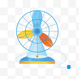 家电电风扇图片_蓝色的电风扇插画