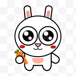手绘儿童插画设计图片_矢量卡通拿胡萝卜的小兔子