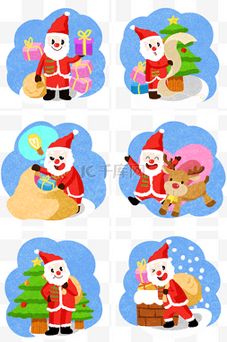 淘宝促销海报卡通图片_圣诞节可爱圣诞老人个性卡通插画
