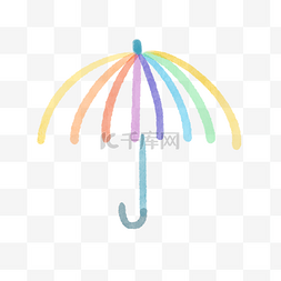 手绘水彩长柄彩虹雨伞