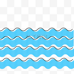 海鲜图片_蓝色手绘通用波浪线装饰