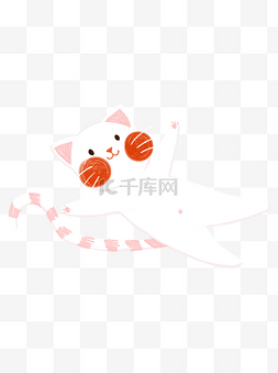 慵懒猫图片_粉色耳朵小猫咪装饰元素