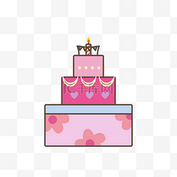 三层彩色蛋糕插画