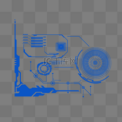 圆形蓝色科技边框图片_科技感图形PSD透明底