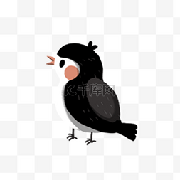 卡通图图片_卡通黑色的小鸟免抠图