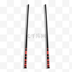 一双红黑色的筷子