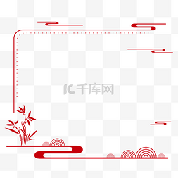 免抠边框png图片_中国风传统红色流云兰花半框矢量