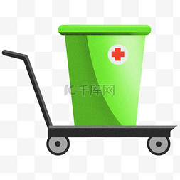 绿色医疗垃圾桶插画