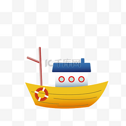轮船插画图片_黄色的轮船装饰插画
