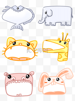 对话框动物卡通图片_商用手绘动物猫卡通兔子爆炸气泡