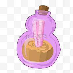 创意紫色漂流瓶插画
