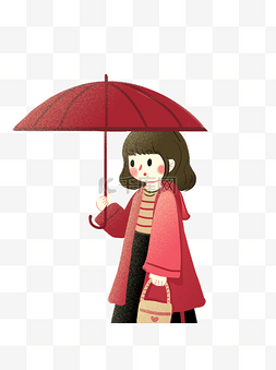 Q版可爱撑伞的女孩