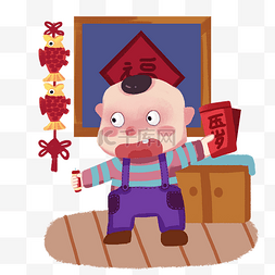 手绘新年中国结插画