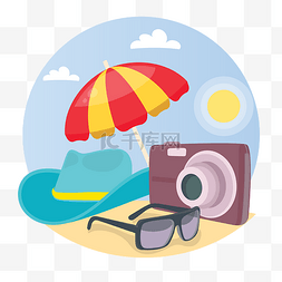 沙滩伞沙滩伞图片_夏日去海边度假