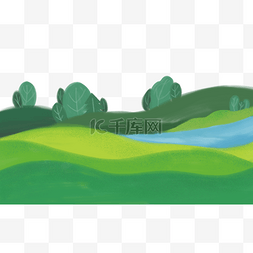 绿色草地手绘图片_手绘大自然绿色草地