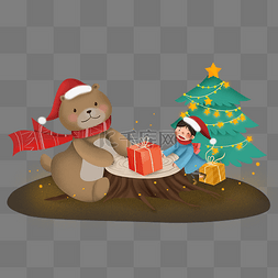圣诞节小熊和儿童