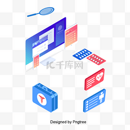 现代时尚2.5D医疗急救装饰插图